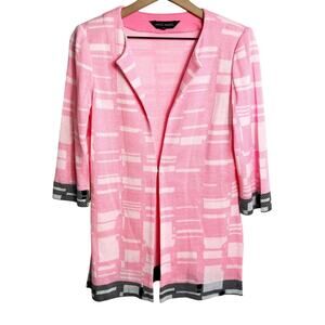 Ming Wang Pink Black Women Sweater Jacket Size XS Brand New